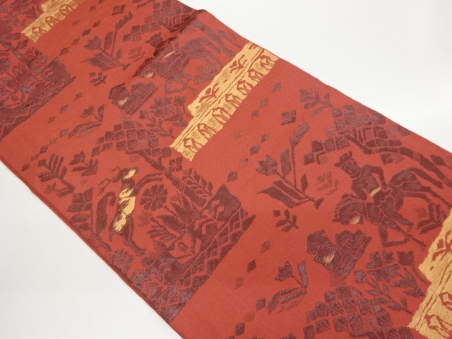 JAPANESE KIMONO / FUKURO OBI / WOVEN HUNTING